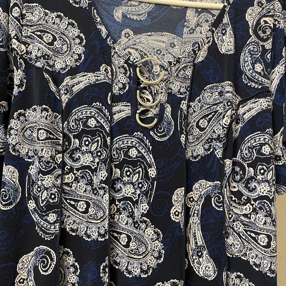 Blue & white paisley dress 18/20W - Picture 4 of 4